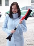 Sniega birste ar skrāpi (gara, mīksts rokturis)